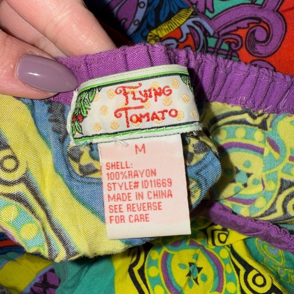💰Flying Tomato Halter Dress Y2K Multicolor Aztec Rayon Lightweight Size M - Picture 5 of 6